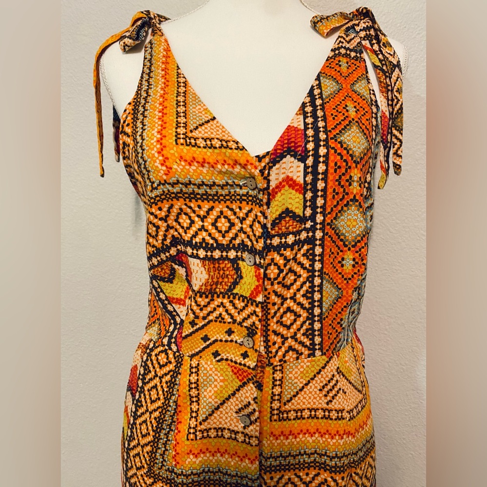 Haute Hippie Boho Tribal Print Wide Leg Jumpsuit Size XS - Picture 4 of 6